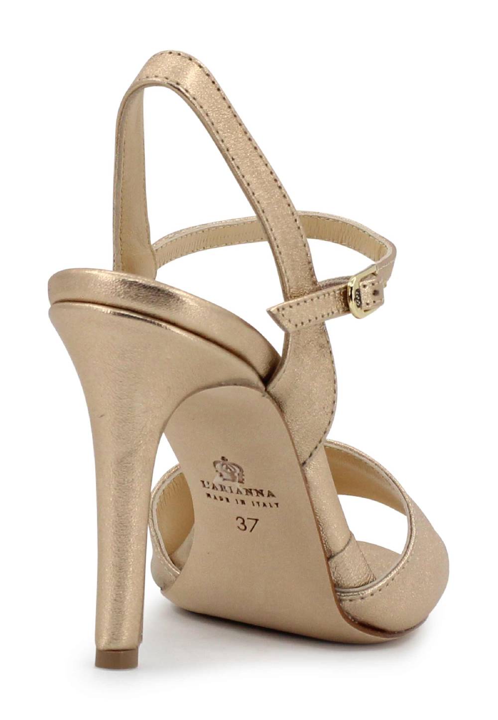 L'ARIANNA Sandali DS7053 donna in pelle laminata nude con tacco alto e cinturino alla caviglia Super Saving Price