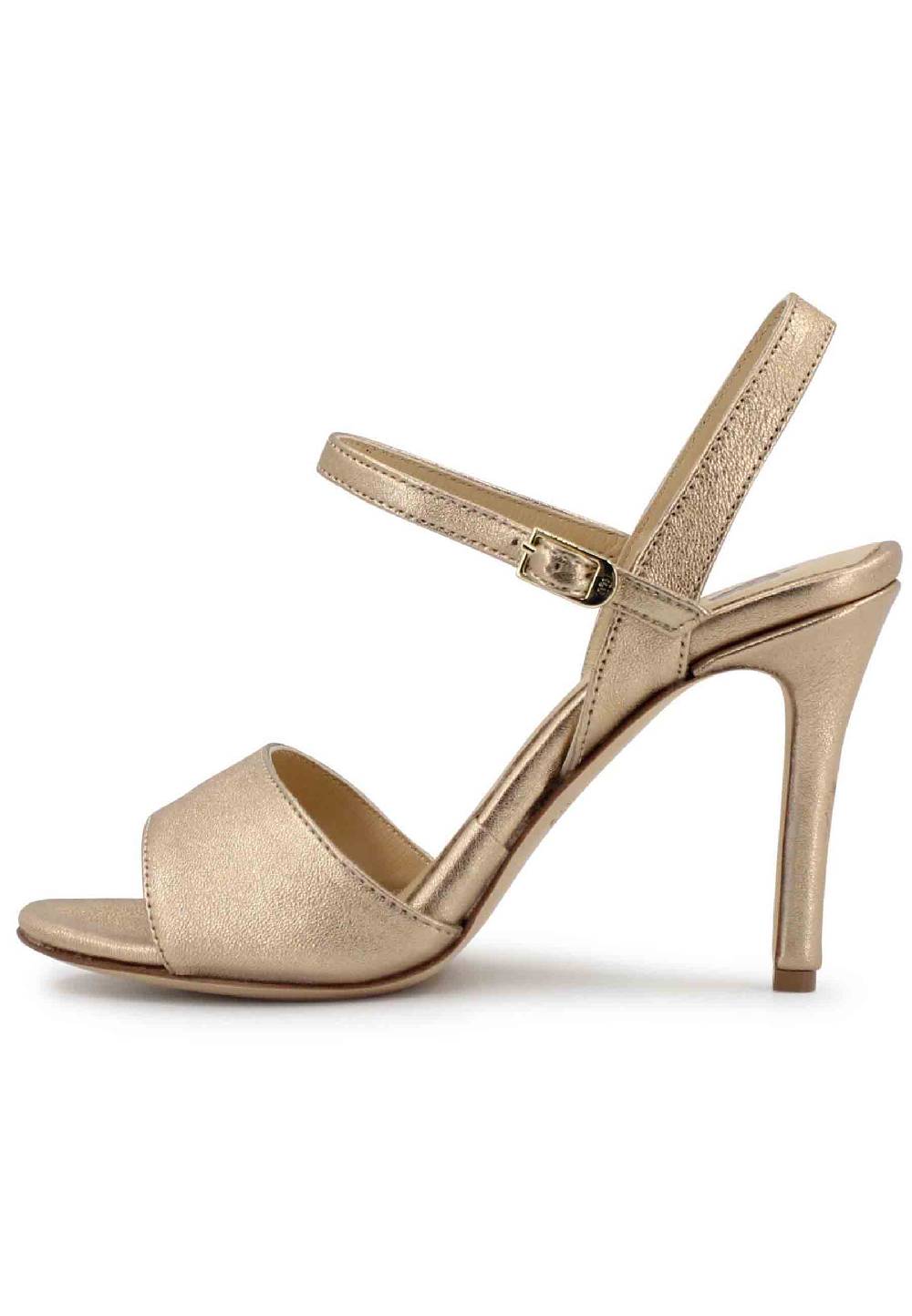L'ARIANNA Sandali DS7053 donna in pelle laminata nude con tacco alto e cinturino alla caviglia Super Saving Price