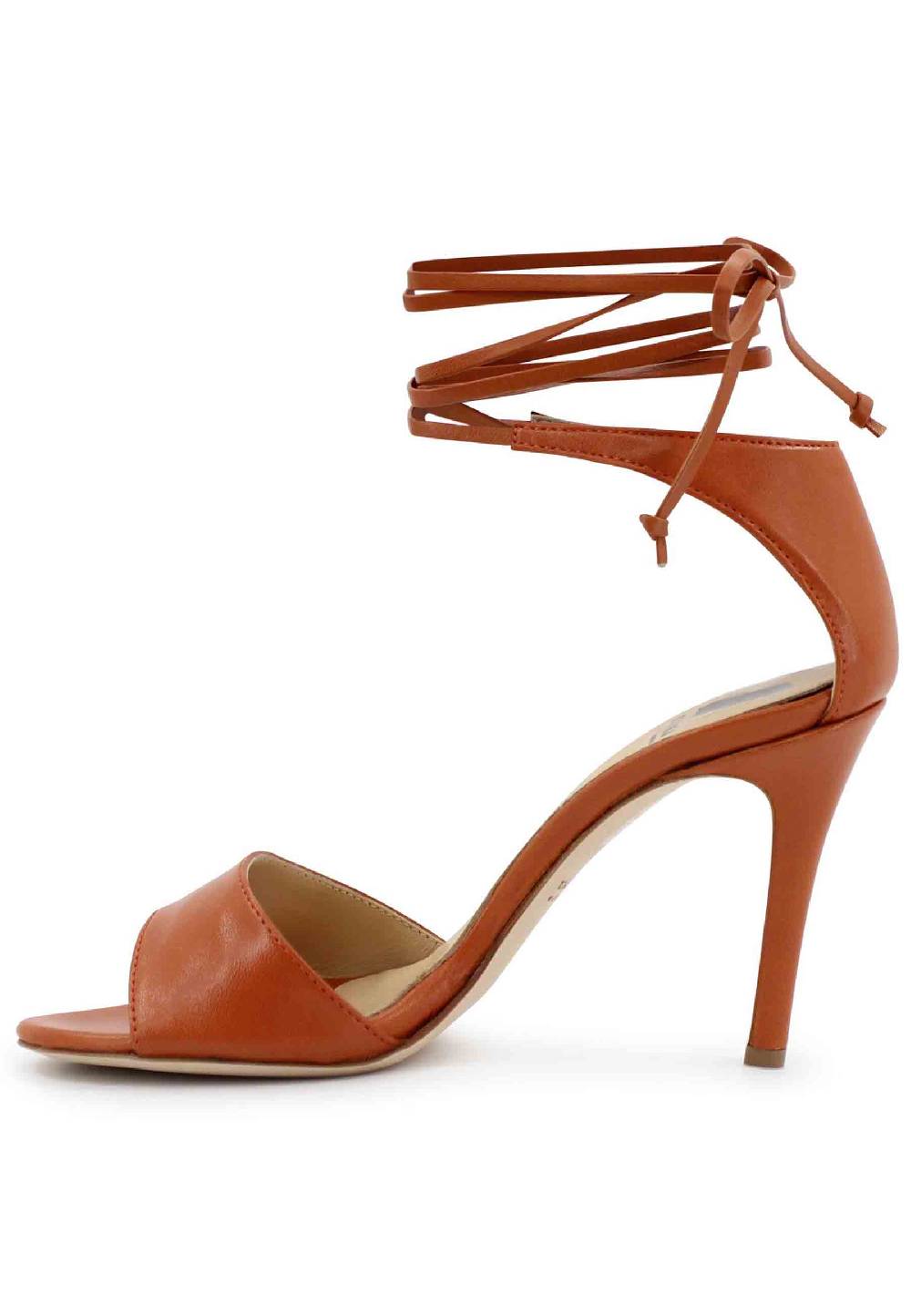 L'ARIANNA Sandali DS7042 da donna in pelle mattone tacco alto con tacco alto e laccetti alla caviglia Rilascio limitato