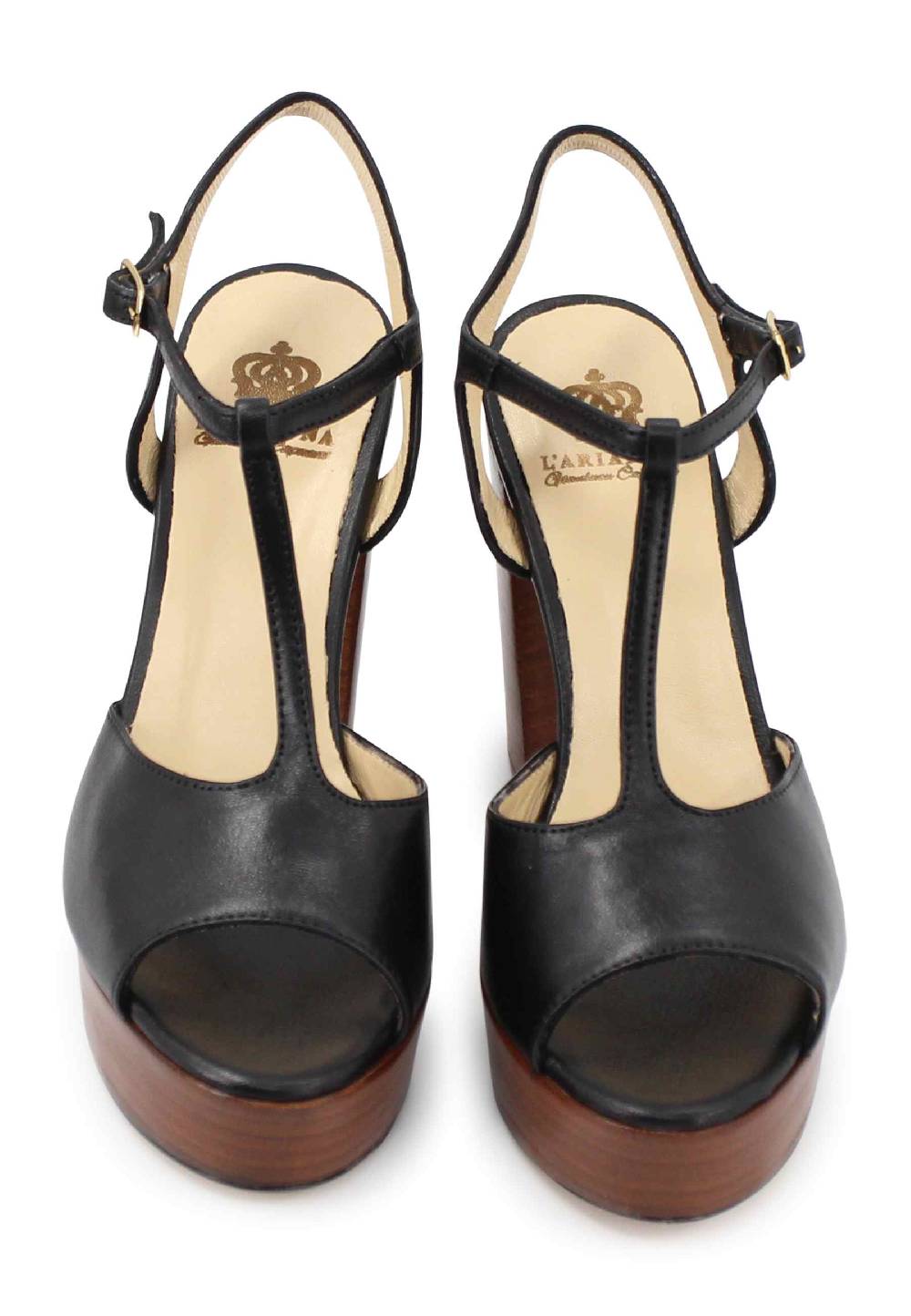 L'ARIANNA Sandali ds7010 donna in pelle nera con cinturino tacco alto e plateau ACQUISTA ORA