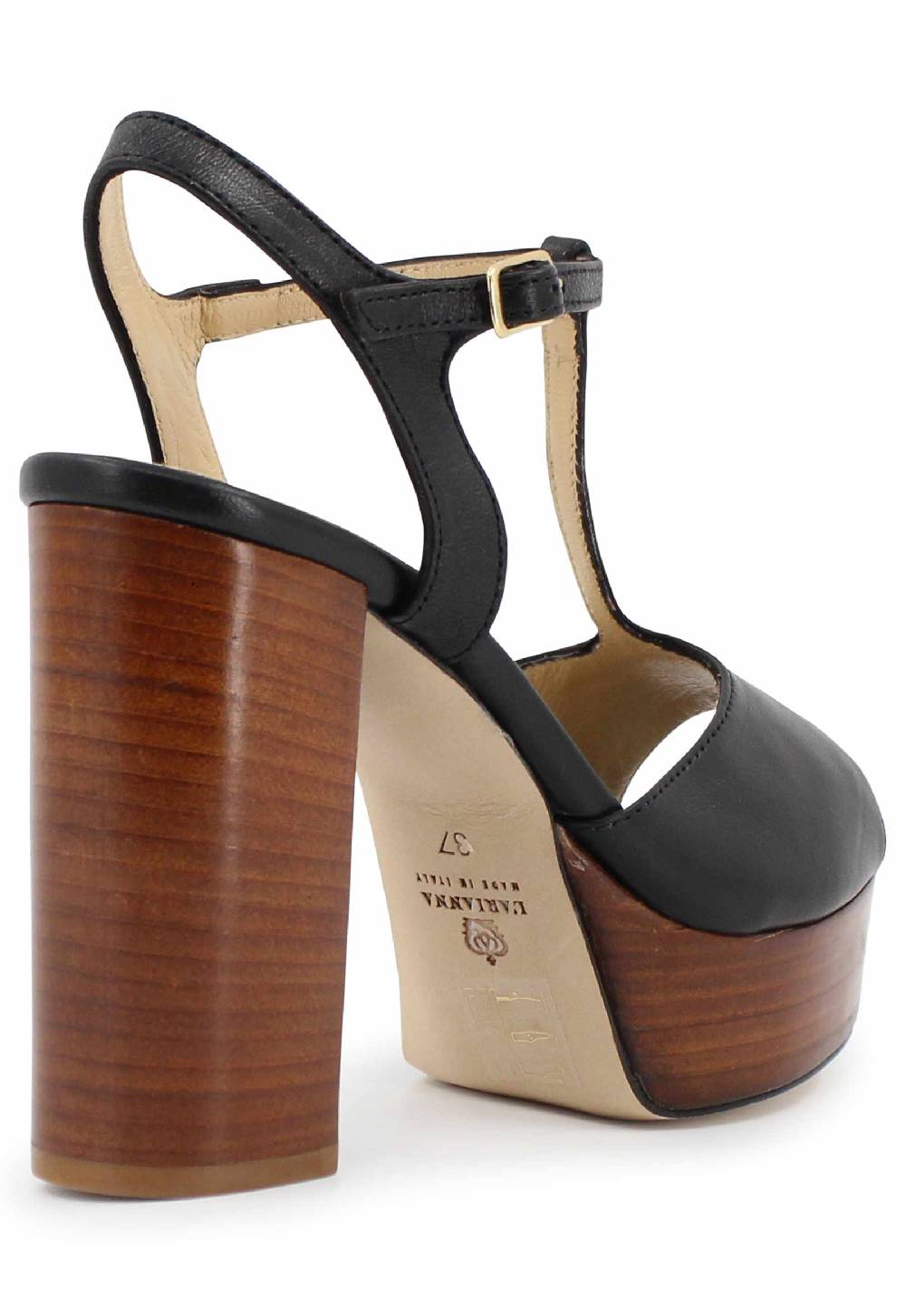 L'ARIANNA Sandali ds7010 donna in pelle nera con cinturino tacco alto e plateau ACQUISTA ORA