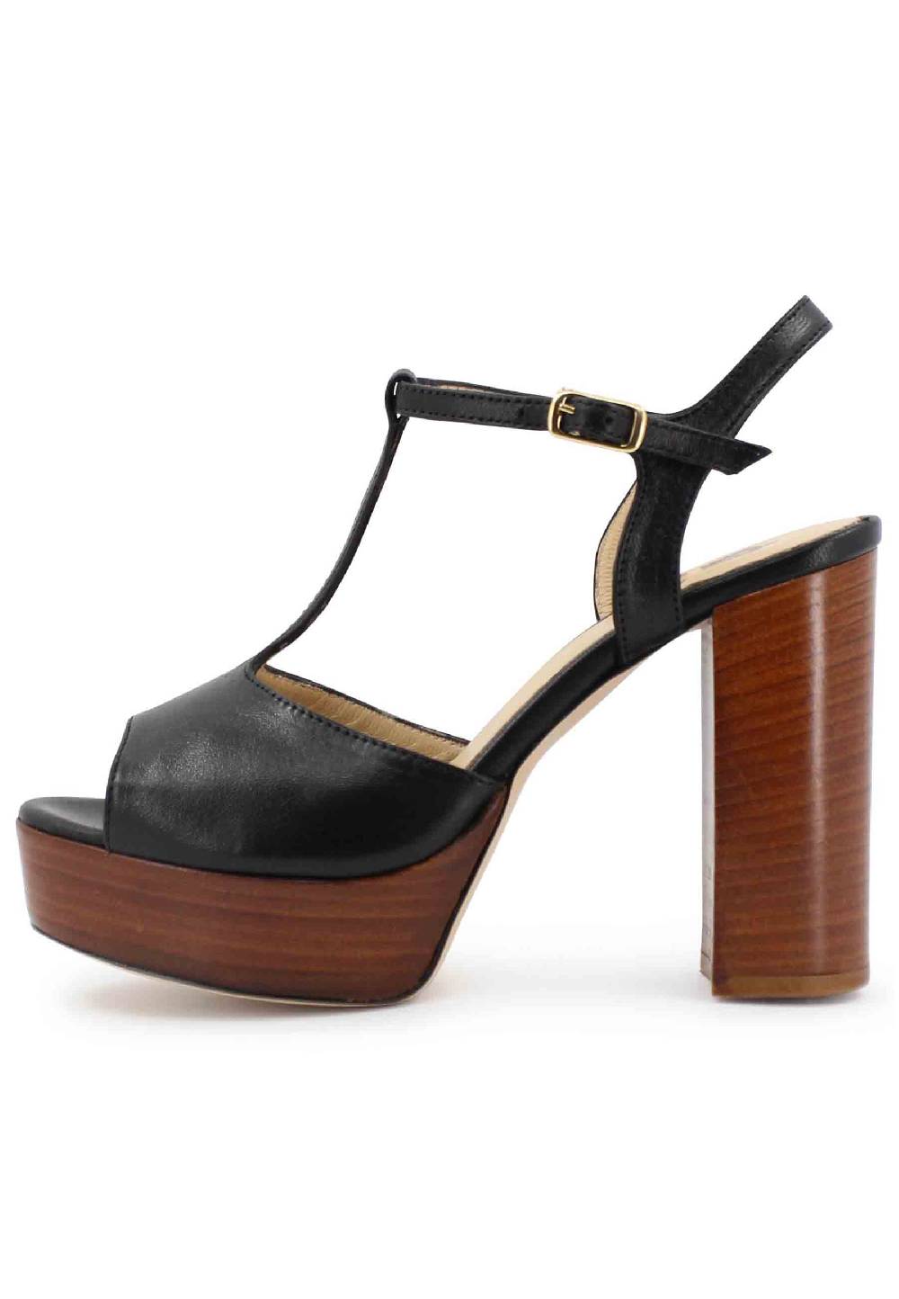 L'ARIANNA Sandali ds7010 donna in pelle nera con cinturino tacco alto e plateau ACQUISTA ORA