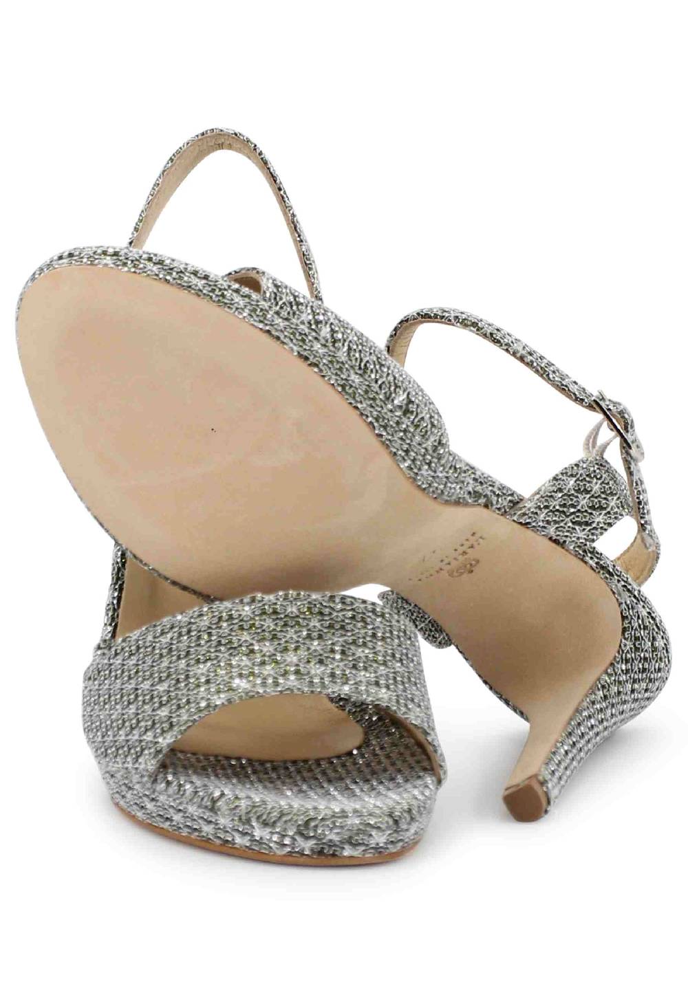 L'ARIANNA Sandali DS7055 donna in tessuto argento con tacco alto a spillo Latest stili