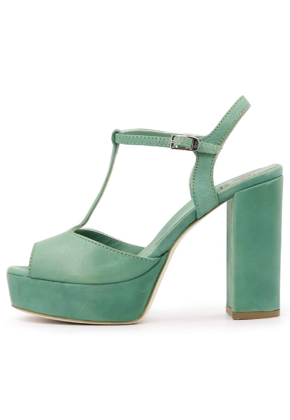L'ARIANNA Sandali ds7010 donna in pelle verde con cinturino tacco alto e plateau Ultimo giorno
