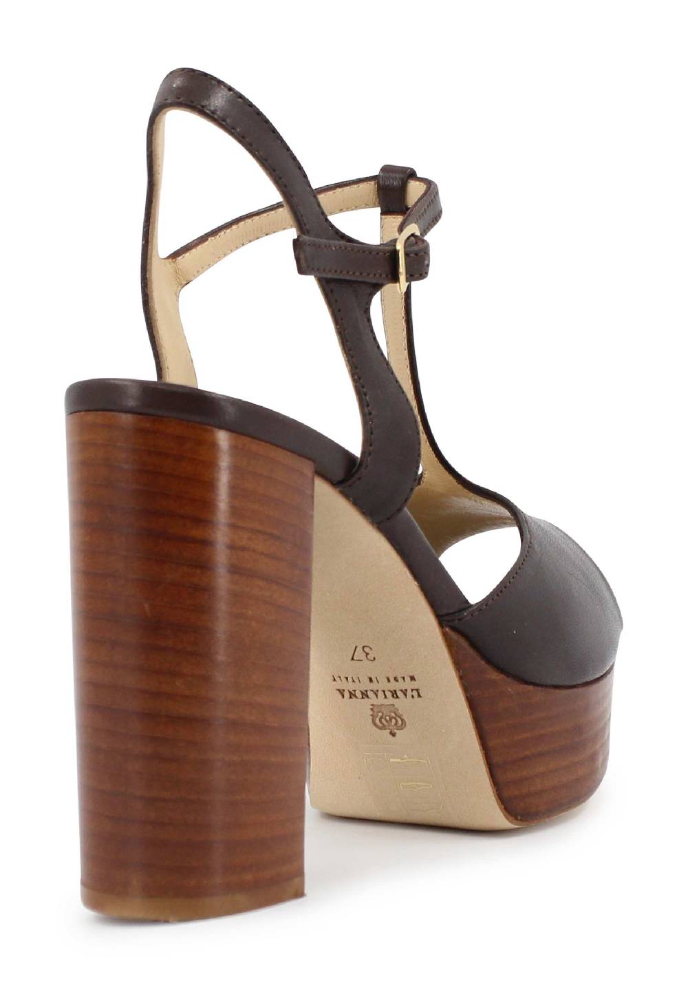 L'ARIANNA Sandali ds7010 donna in pelle testa di moro con cinturino tacco alto e plateau Promozione temporanea