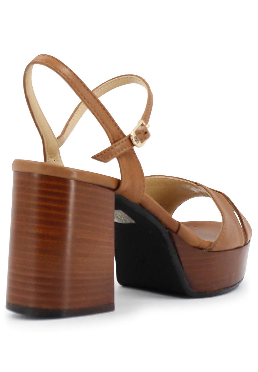 L'ARIANNA Sandali DS1639 donna in pelle cuoio con cinturino e tacco e plateau in cuoio Fino al 60% di sconto