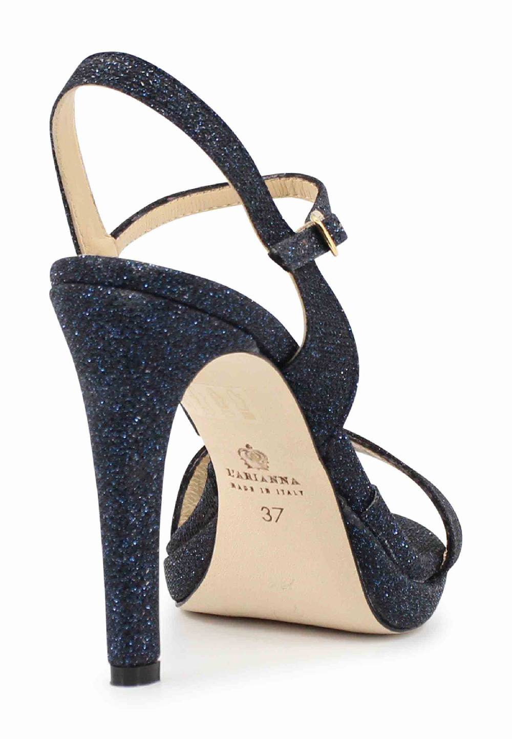 L'ARIANNA Sandali ds7054 donna in glitter blu con tacco alto e cinturino alla caviglia Only for today