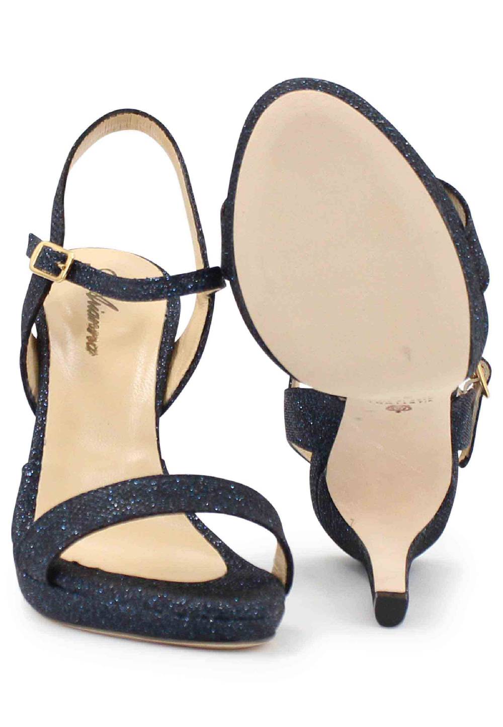 L'ARIANNA Sandali ds7054 donna in glitter blu con tacco alto e cinturino alla caviglia Only for today