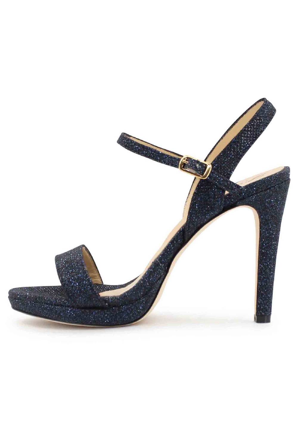 L'ARIANNA Sandali ds7054 donna in glitter blu con tacco alto e cinturino alla caviglia Only for today