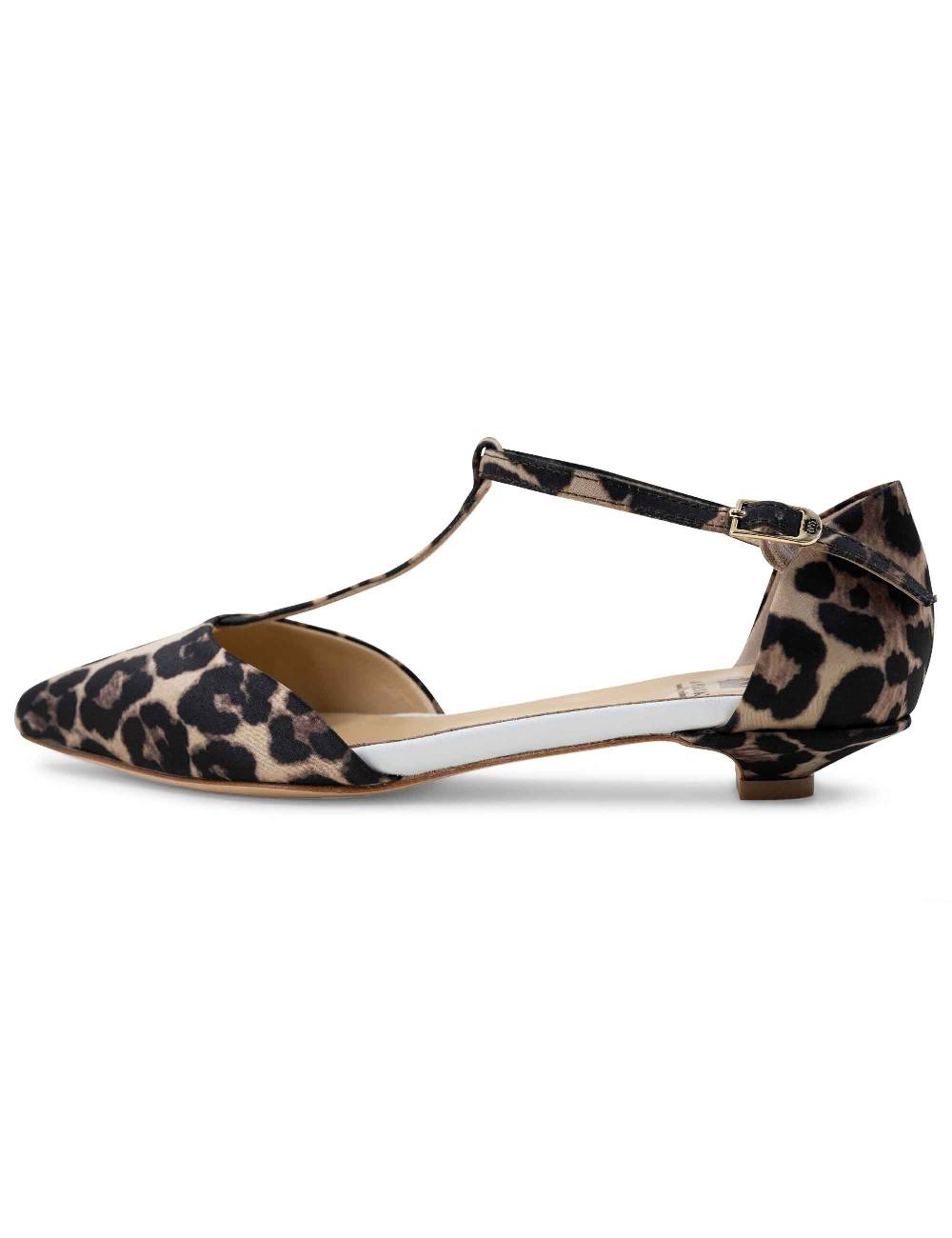 L'ARIANNA sandali tg1110 donna in raso animalier e pelle bianca con tacco basso e cinturino Offerta speciale della fabbrica