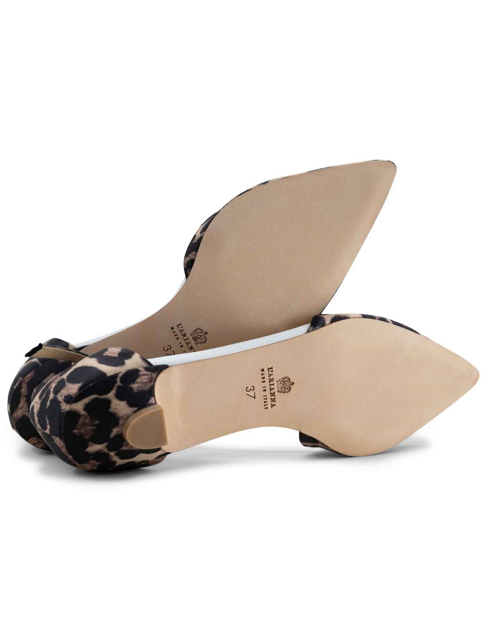 L'ARIANNA sandali tg1110 donna in raso animalier e pelle bianca con tacco basso e cinturino Offerta speciale della fabbrica