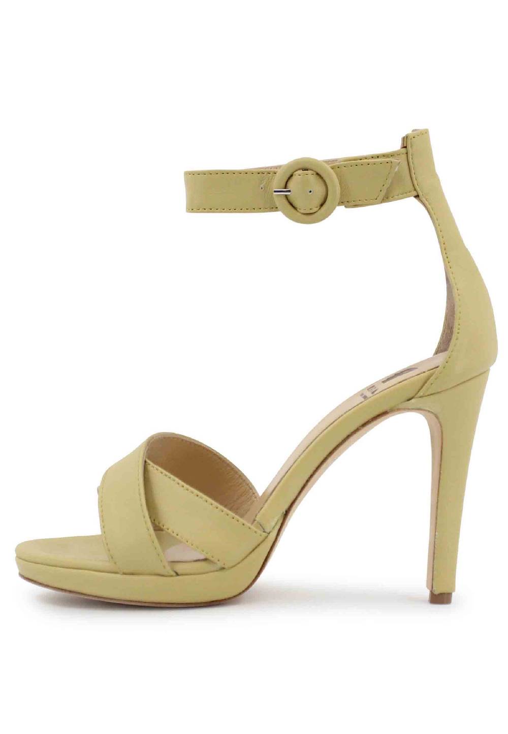 L'ARIANNA Sandali DS1507 donna in pelle verde con tacco alto e cinturino alla caviglia Discount Store per i nuovi prodotti