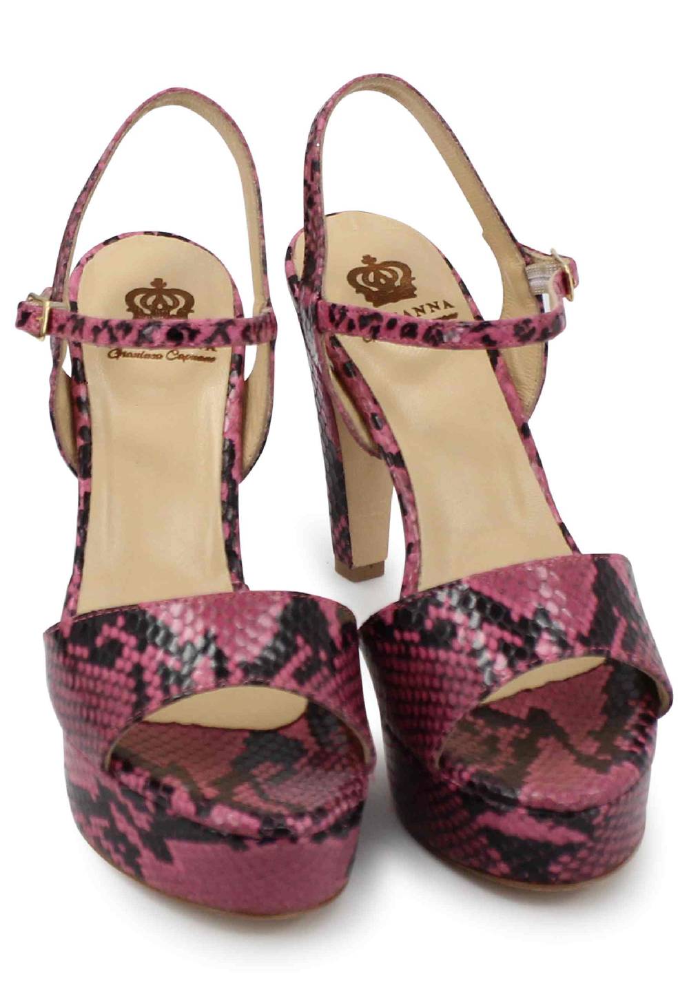 L'ARIANNA Sandali DS1610 donna in pelle stampata rosa con tacco alto e plateau Super sconto