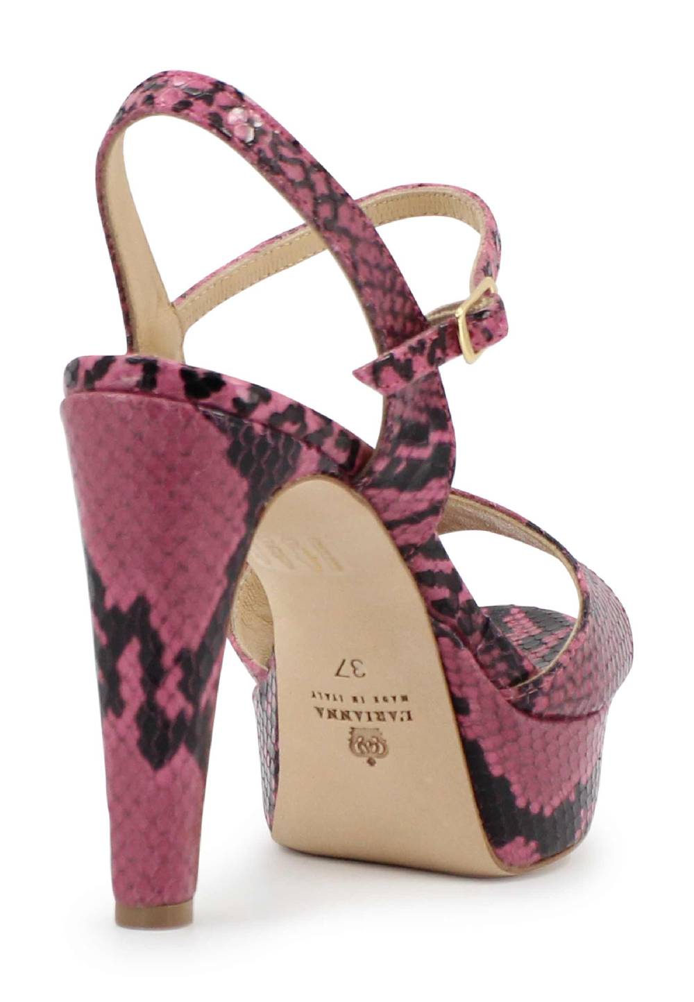 L'ARIANNA Sandali DS1610 donna in pelle stampata rosa con tacco alto e plateau Super sconto
