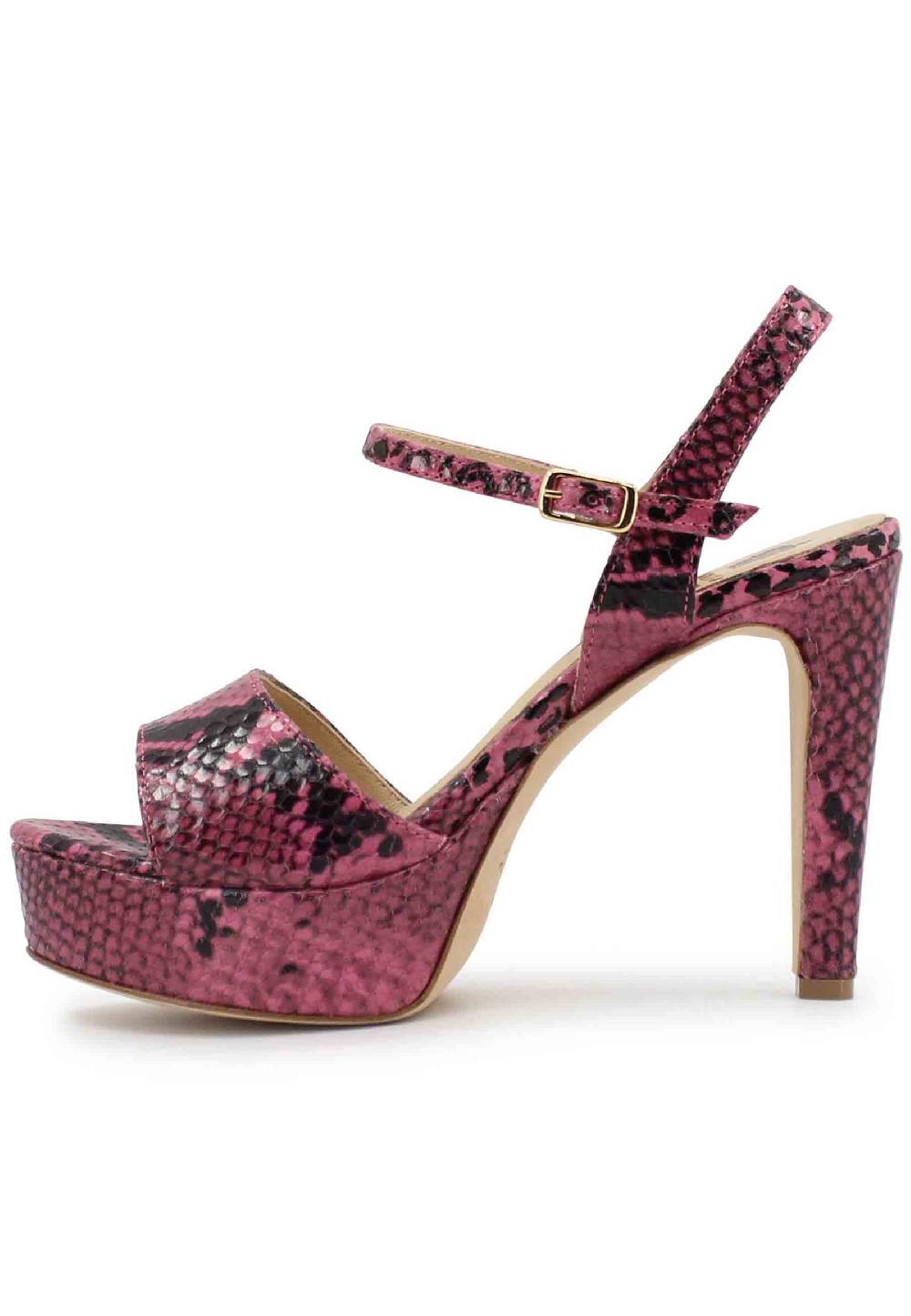 L'ARIANNA Sandali DS1610 donna in pelle stampata rosa con tacco alto e plateau Super sconto
