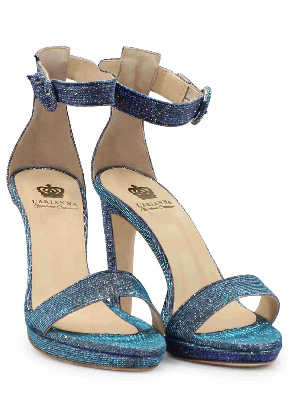 L'ARIANNA Sandali DS7016 donna in tessuto luminor jeans tacco alto e cinturino alla caviglia Enormi sconti