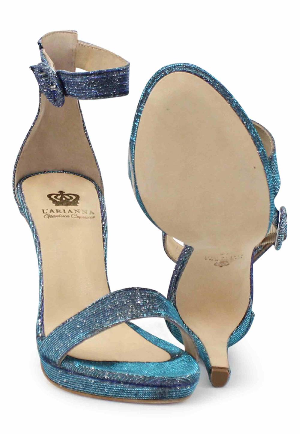 L'ARIANNA Sandali DS7016 donna in tessuto luminor jeans tacco alto e cinturino alla caviglia Enormi sconti