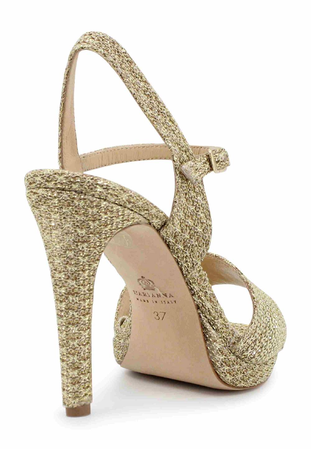 L'ARIANNA Sandali DS7055 donna in tessuto oro con tacco alto a spillo 50% di sconto con spedizione gratuita