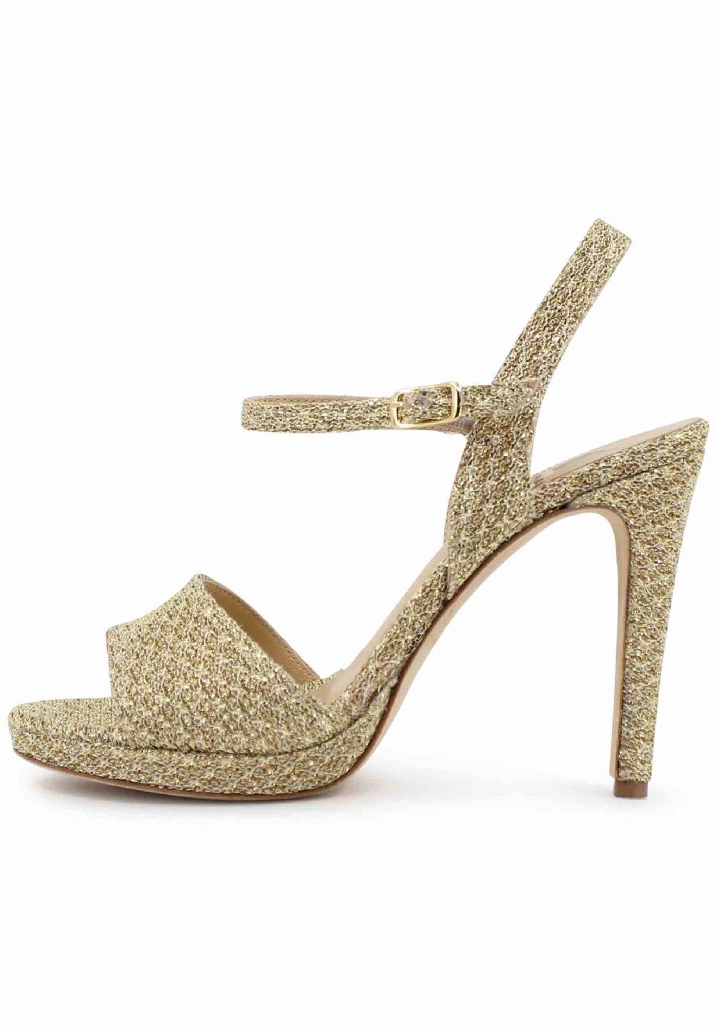L'ARIANNA Sandali DS7055 donna in tessuto oro con tacco alto a spillo 50% di sconto con spedizione gratuita