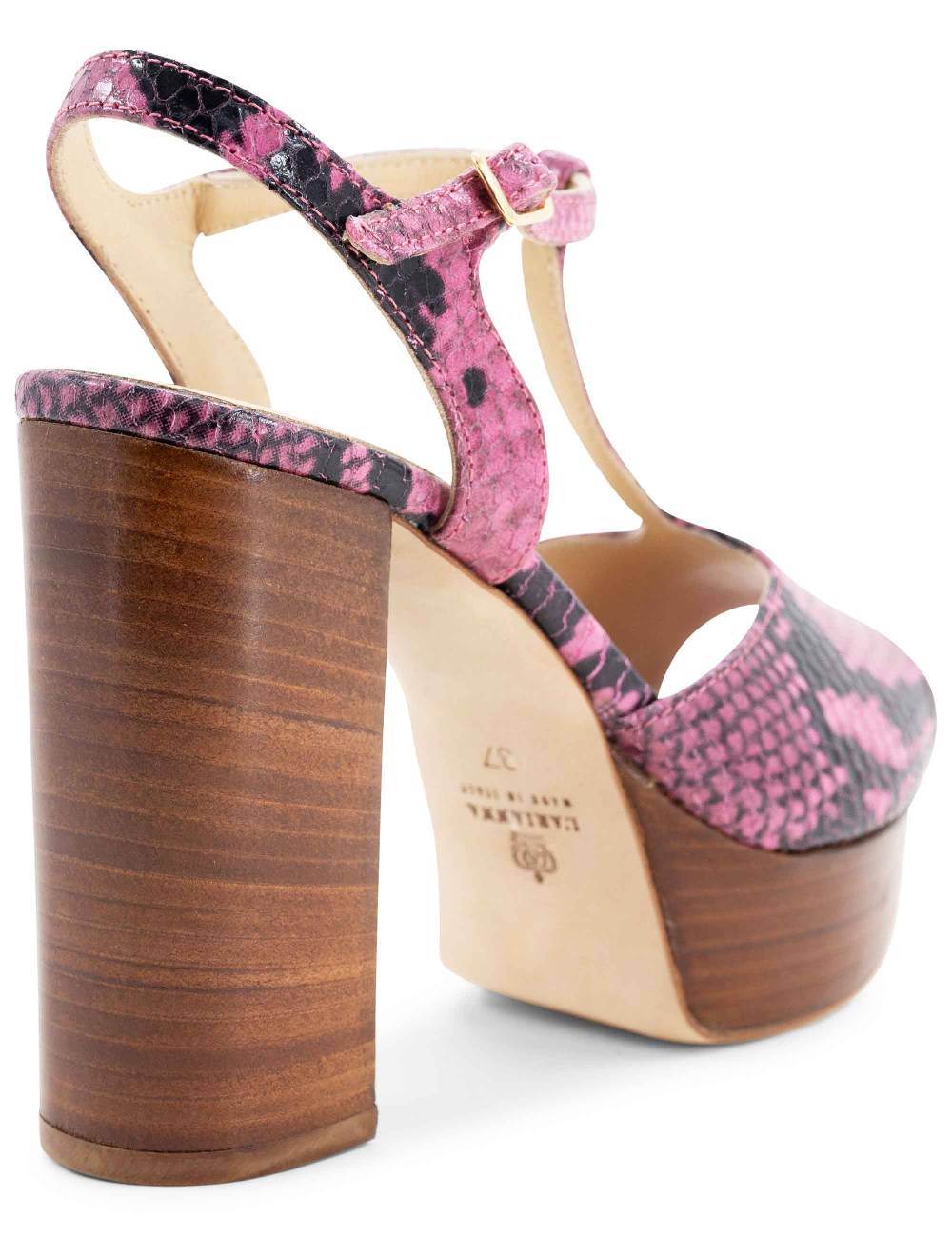 L'ARIANNA Sandali ds7010 donna in pelle stampata rosa con cinturino tacco alto e plateau Trasporto libero internazionale