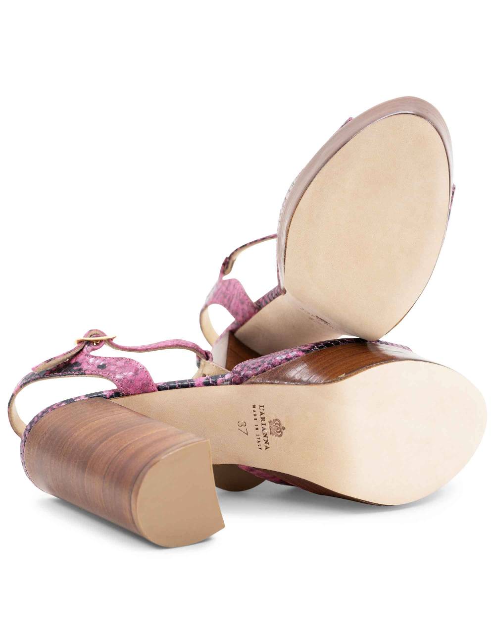 L'ARIANNA Sandali ds7010 donna in pelle stampata rosa con cinturino tacco alto e plateau Trasporto libero internazionale