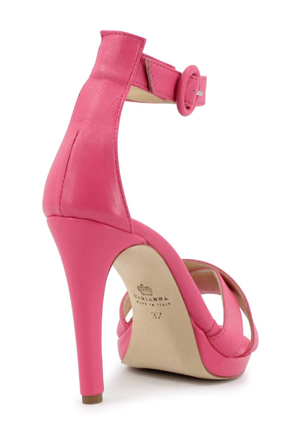 L'ARIANNA Sandali DS1507 donna in pelle rosa con tacco alto e cinturino alla caviglia Officina