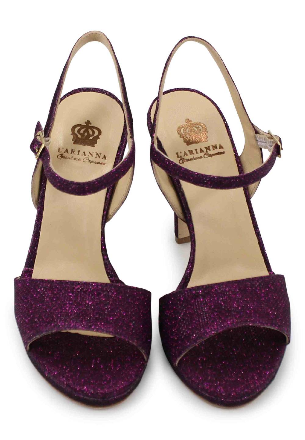 L'ARIANNA Sandali DS7055 donna in glitter viola con tacco alto a spillo Limitato a 3 giorni