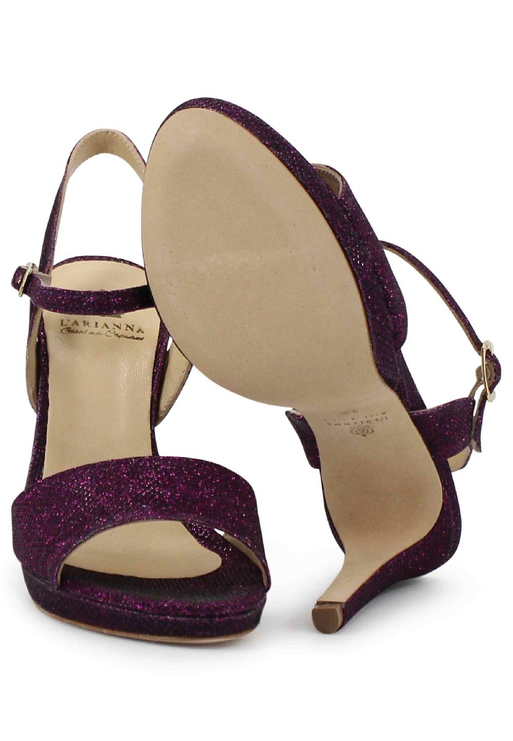 L'ARIANNA Sandali DS7055 donna in glitter viola con tacco alto a spillo Limitato a 3 giorni