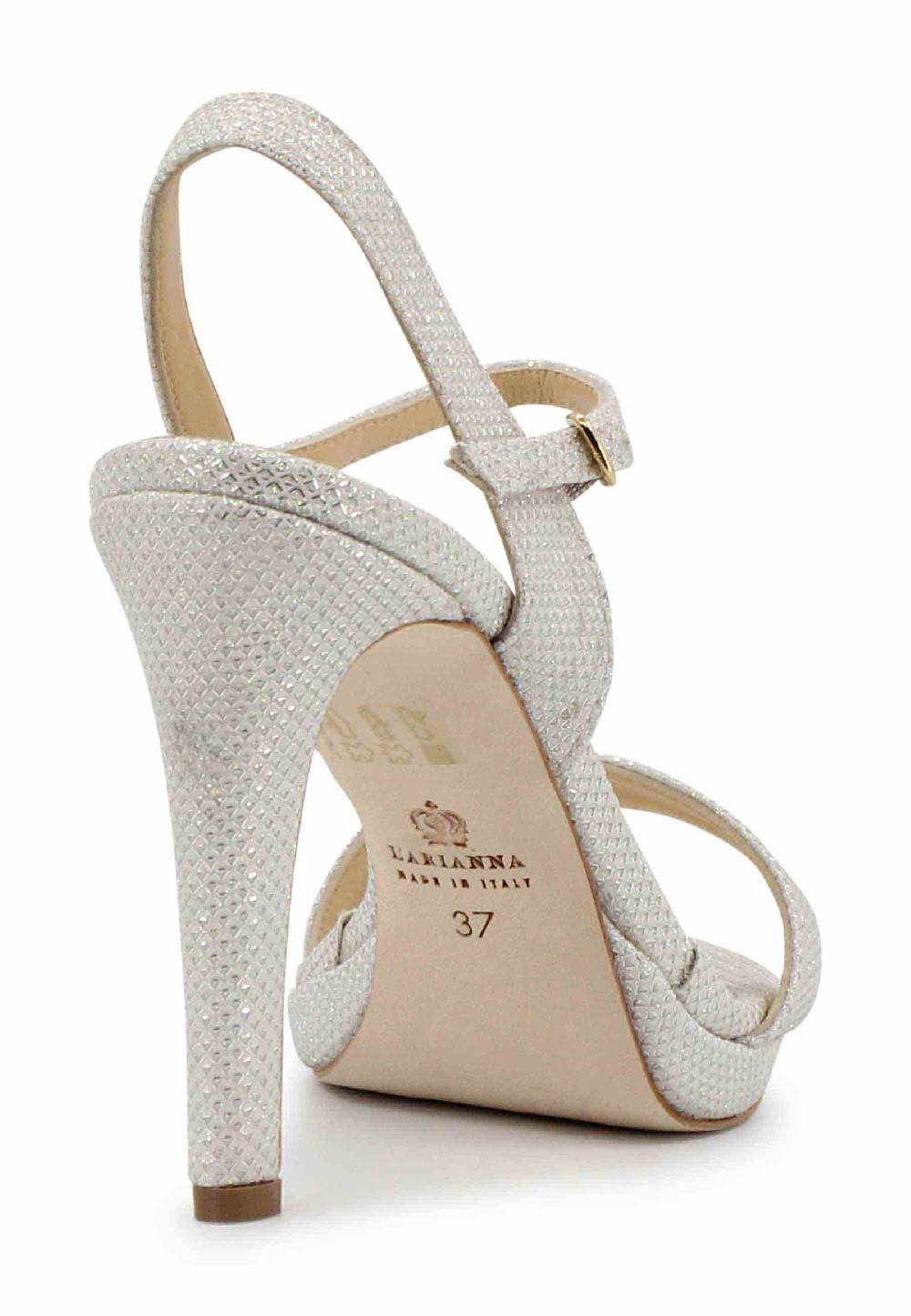 L'ARIANNA Sandali ds7054 donna in glitter bianco con tacco alto e cinturino alla caviglia Black Friday Prezzi