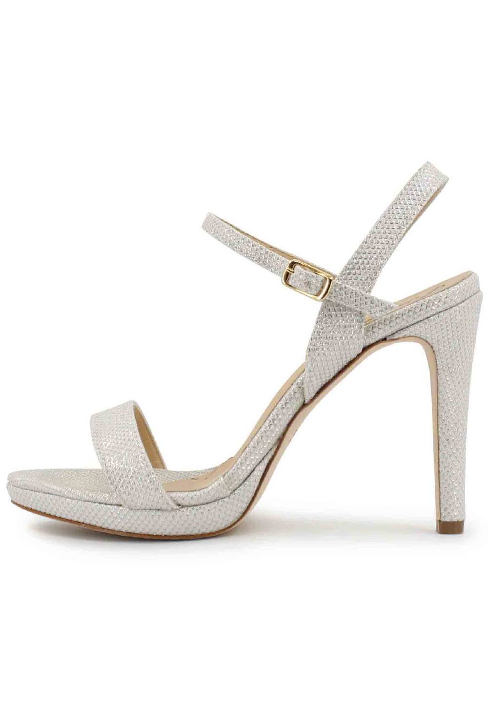 L'ARIANNA Sandali ds7054 donna in glitter bianco con tacco alto e cinturino alla caviglia Black Friday Prezzi