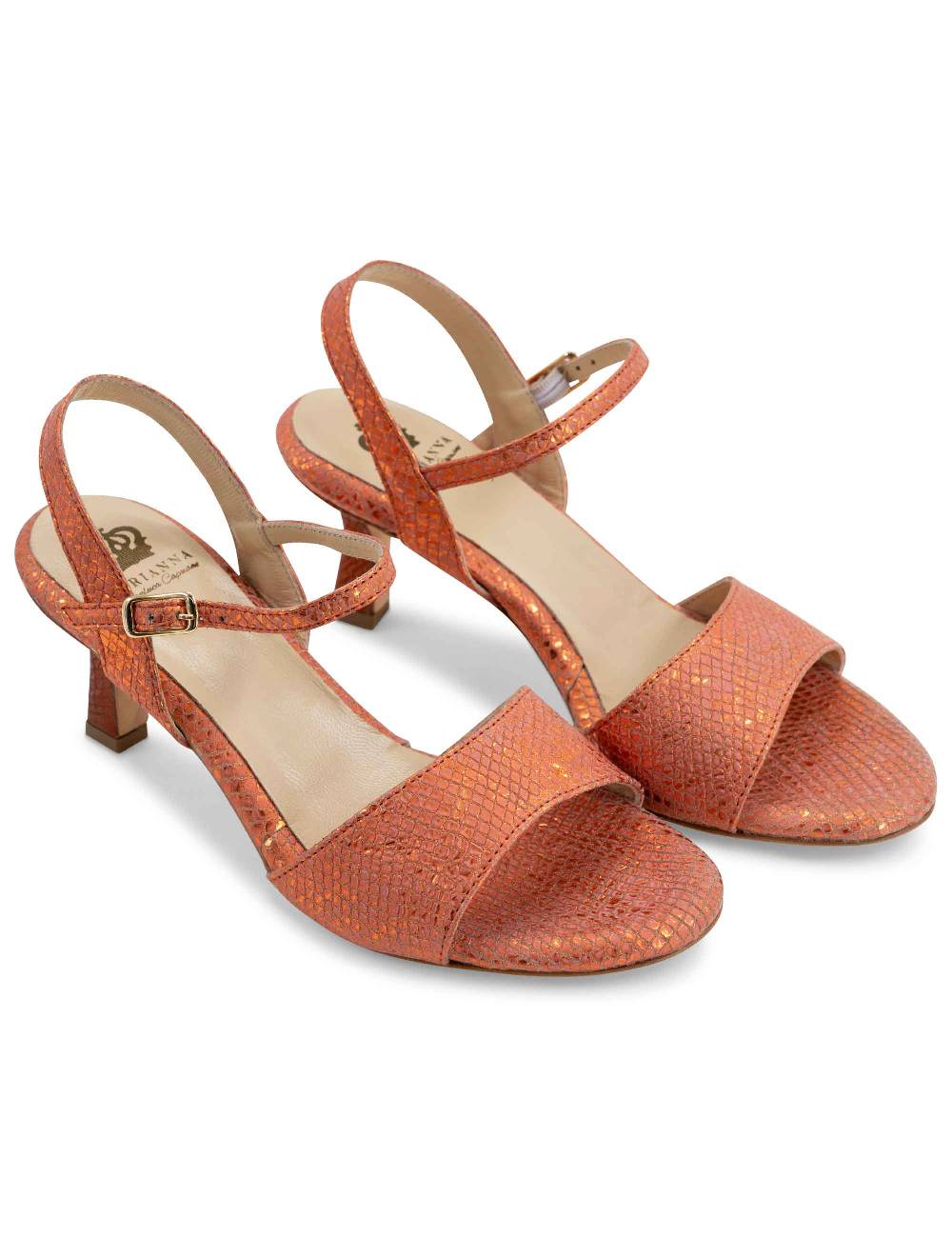 L'ARIANNA sandali ds1510/rt in tessuto stampato laminato color Aragosta l'arianna Duty-free
