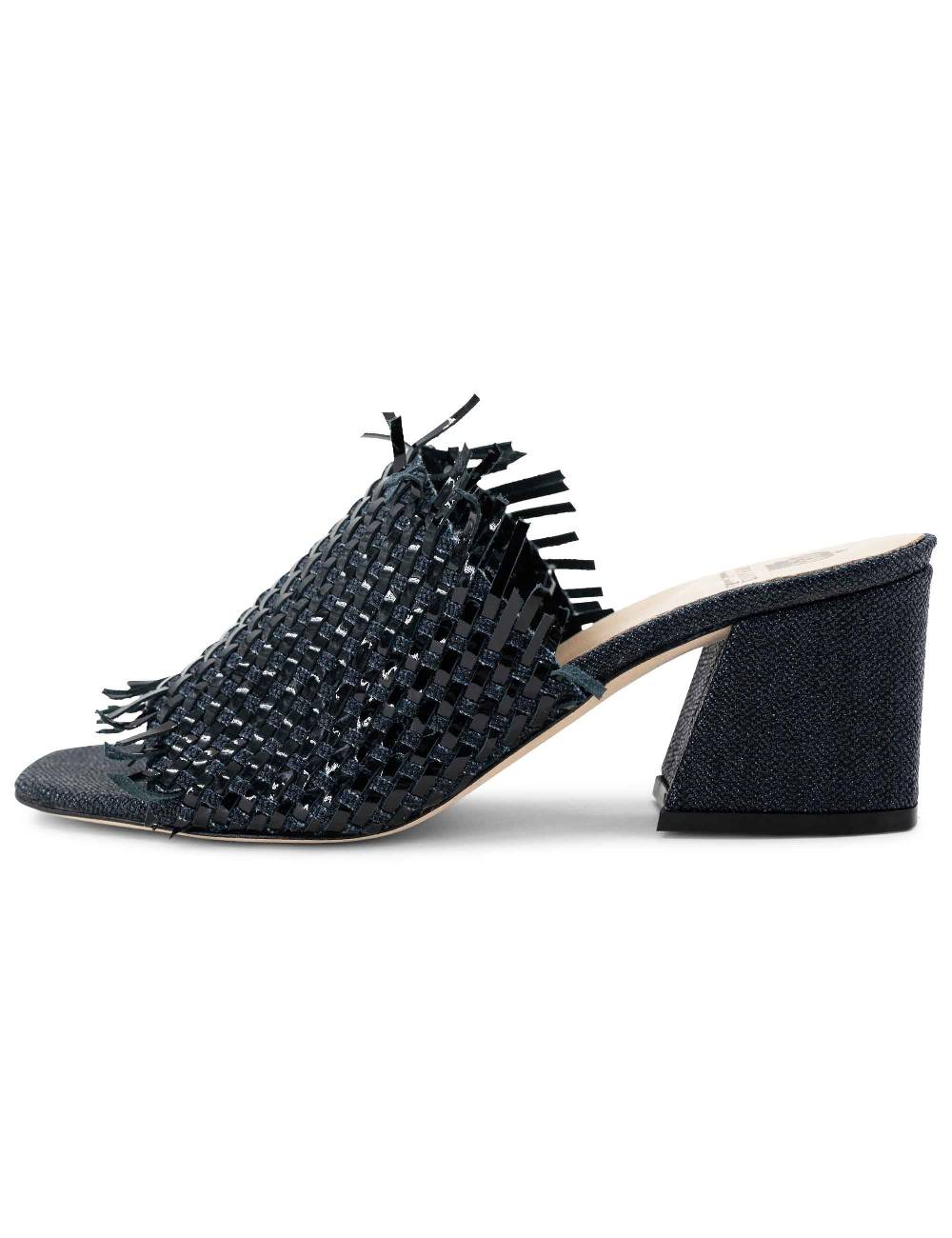 L'ARIANNA Sandali cb1260/g donna in pelle intrecciata in tessuto zena dark con punta quadra L'Arianna 50% di sconto per tempo limitato
