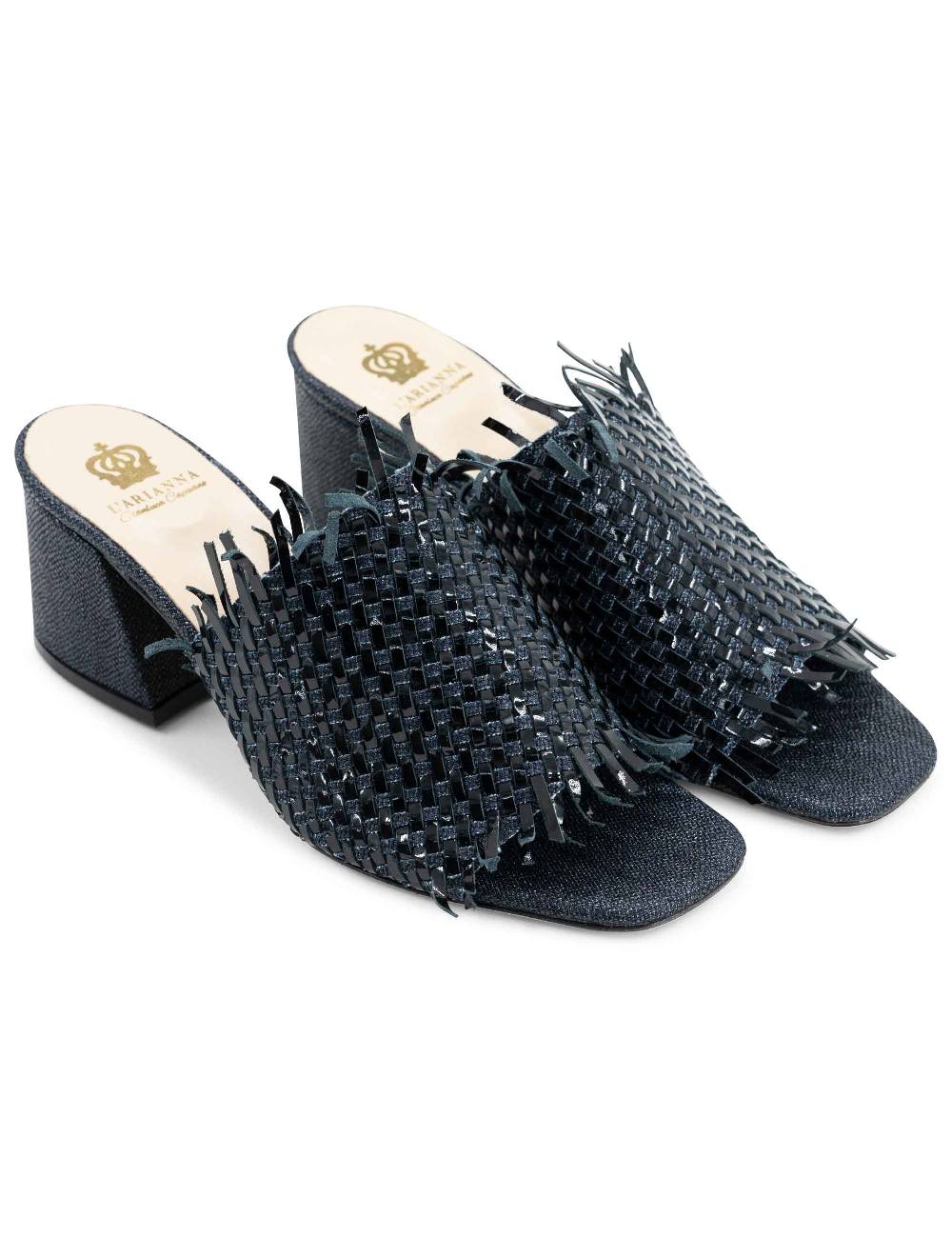 L'ARIANNA Sandali cb1260/g donna in pelle intrecciata in tessuto zena dark con punta quadra L'Arianna 50% di sconto per tempo limitato
