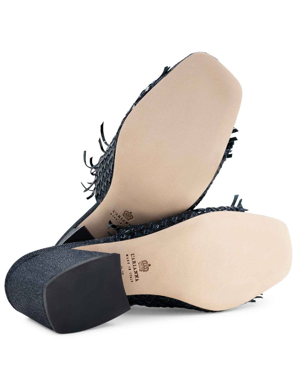 L'ARIANNA Sandali cb1260/g donna in pelle intrecciata in tessuto zena dark con punta quadra L'Arianna 50% di sconto per tempo limitato