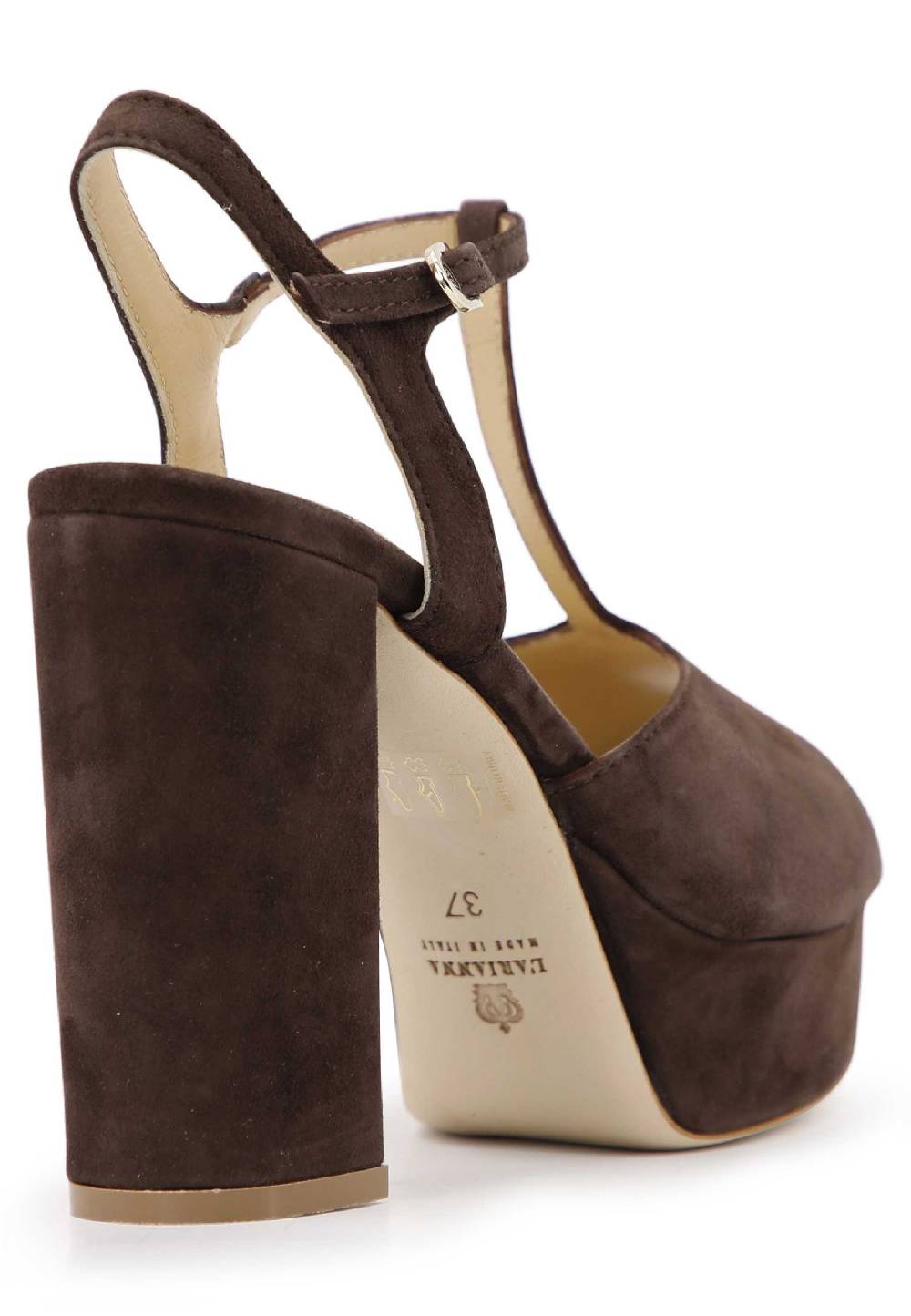 L'ARIANNA Sandali DS7010 da donna in pelle scamosciata marrone con cinturino tacco alto e plateau Sconti questo mese