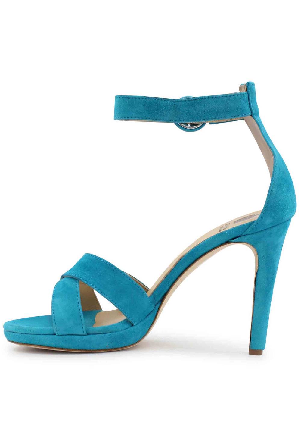 L'ARIANNA Sandali DS1507 donna in pelle azzurra con tacco alto e cinturino alla caviglia Italia
