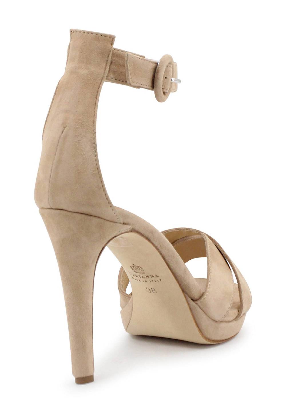 L'ARIANNA Sandali DS1507 donna in camoscio nude con tacco alto e cinturino alla caviglia In Linea