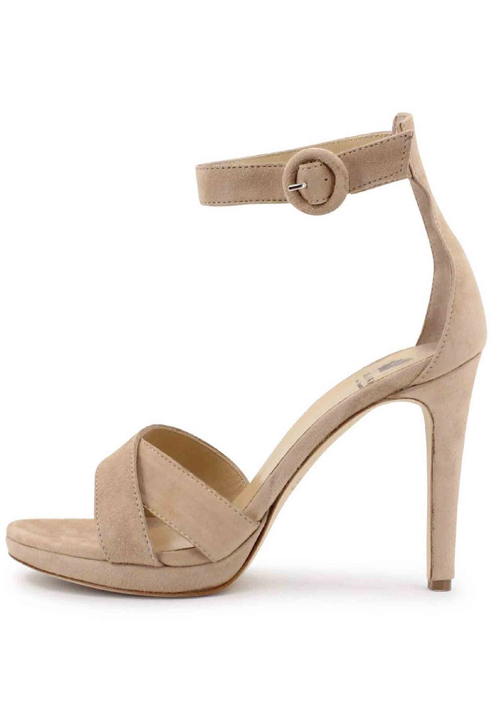 L'ARIANNA Sandali DS1507 donna in camoscio nude con tacco alto e cinturino alla caviglia In Linea