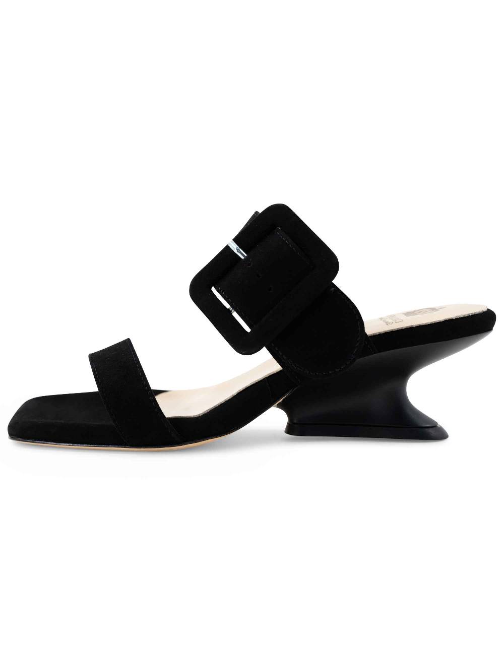 L'ARIANNA Sandali ds1359/z donna in camoscio nero con zeppa bassa Qualità