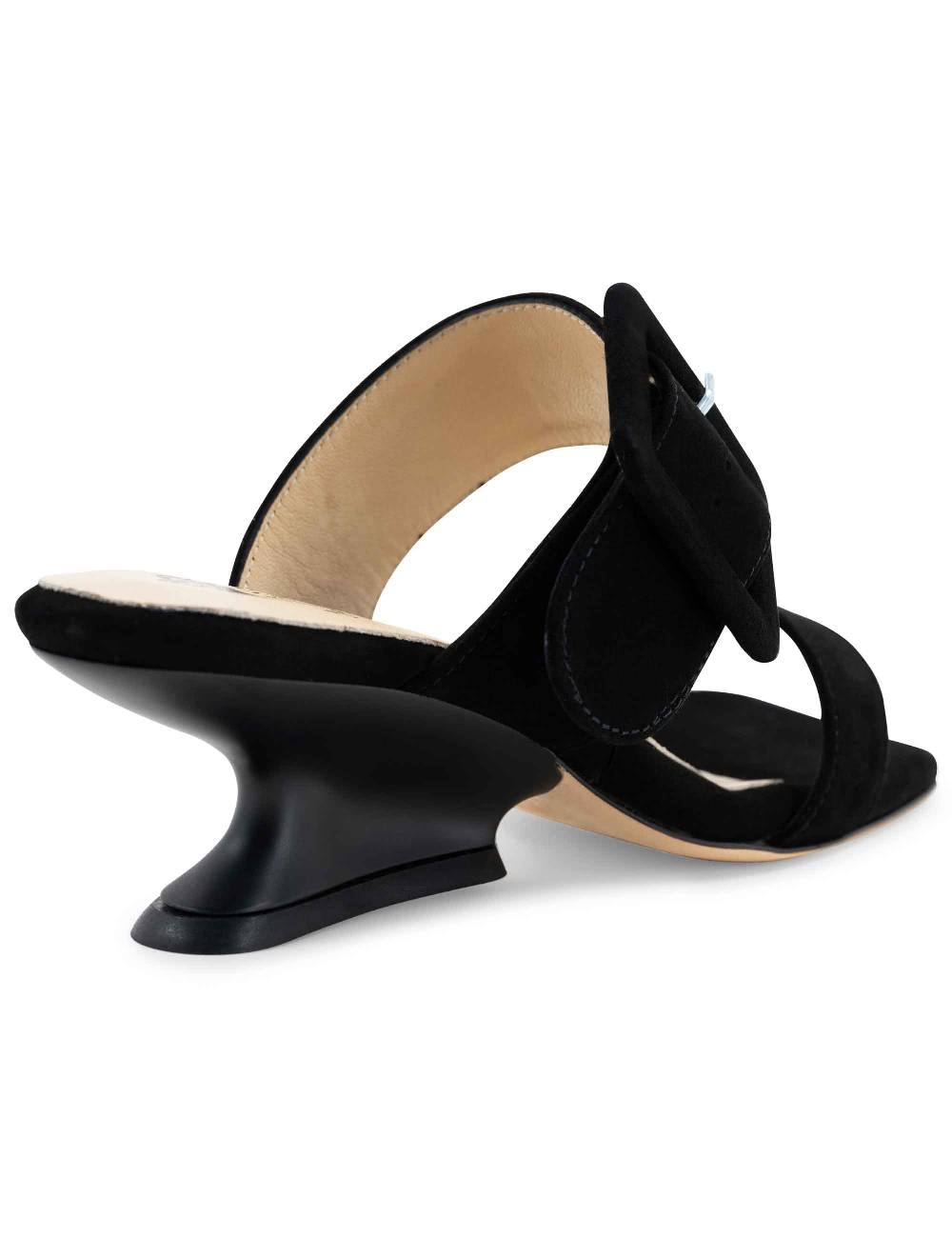 L'ARIANNA Sandali ds1359/z donna in camoscio nero con zeppa bassa Qualità