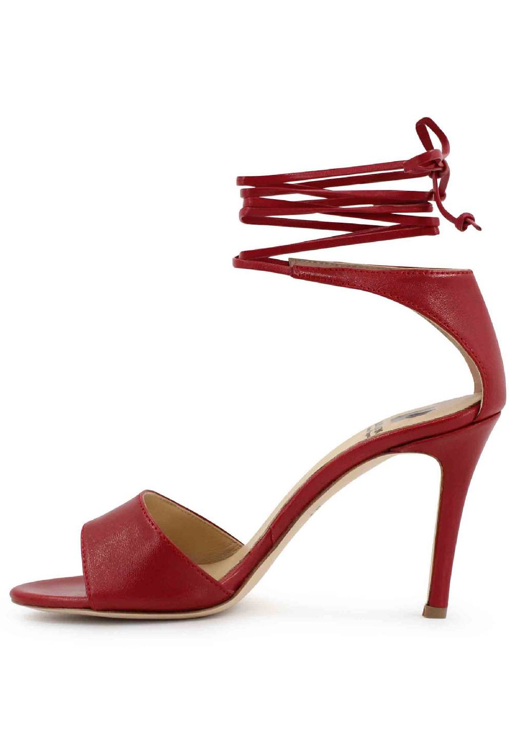 L'ARIANNA Sandali DS7042 da donna in pelle rosso tacco alto con tacco alto e laccetti alla caviglia Vendita