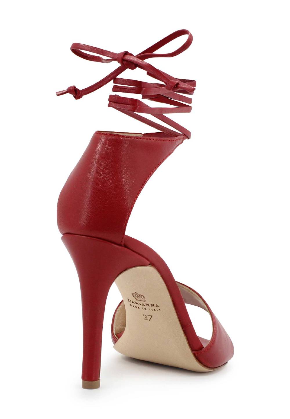 L'ARIANNA Sandali DS7042 da donna in pelle rosso tacco alto con tacco alto e laccetti alla caviglia Vendita