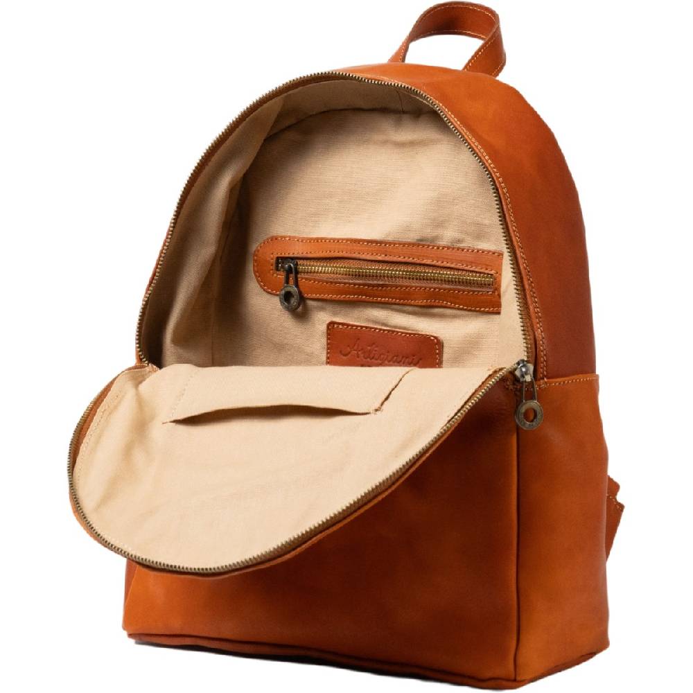 Lartigiano Del Cuoio Zaino uomo in pelle conciata al vegetale color cuoio Saldi Di Fabbrica