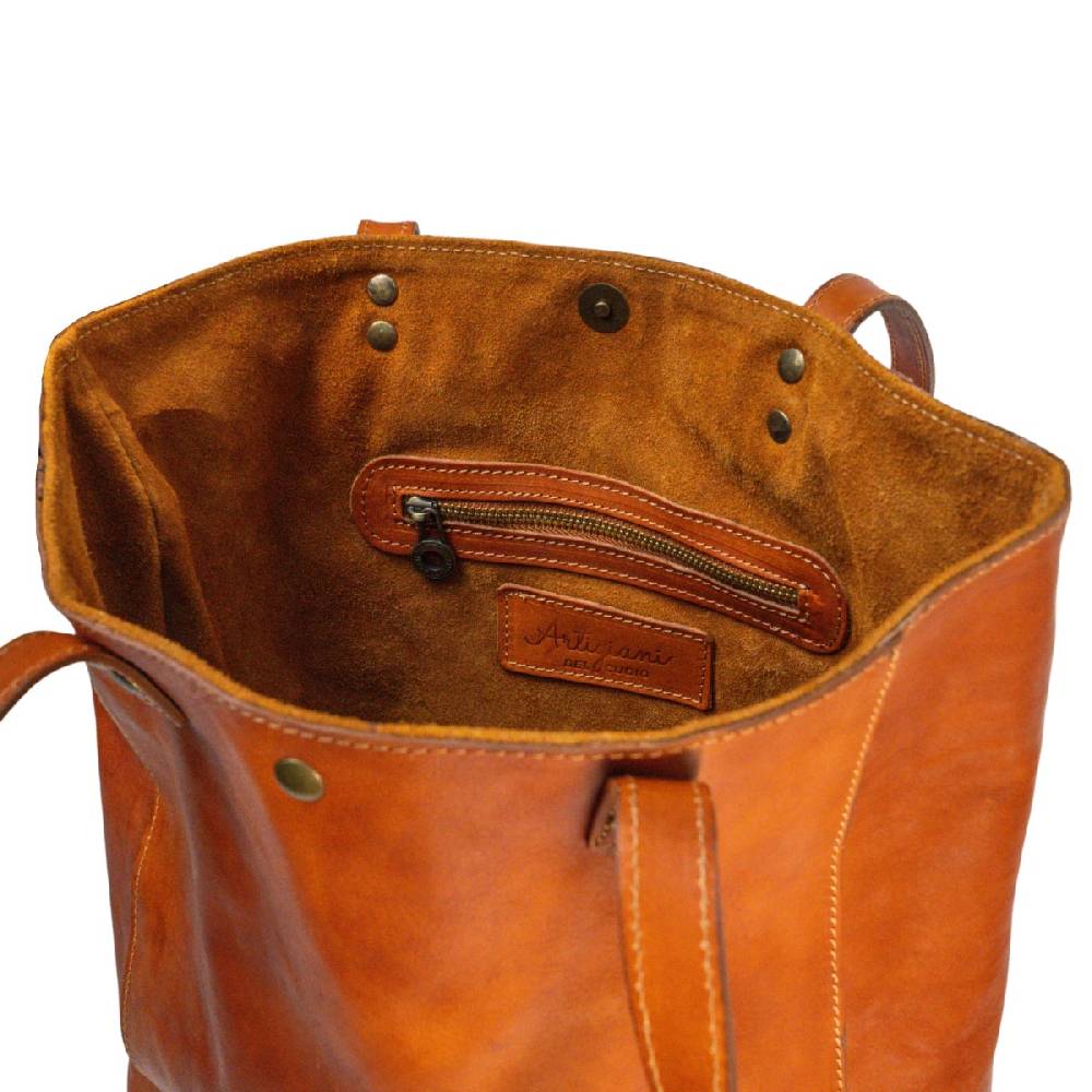Lartigiano Del Cuoio Shopping bag in pelle color cuoio realizzata a mano in Toscana I Più Venduti