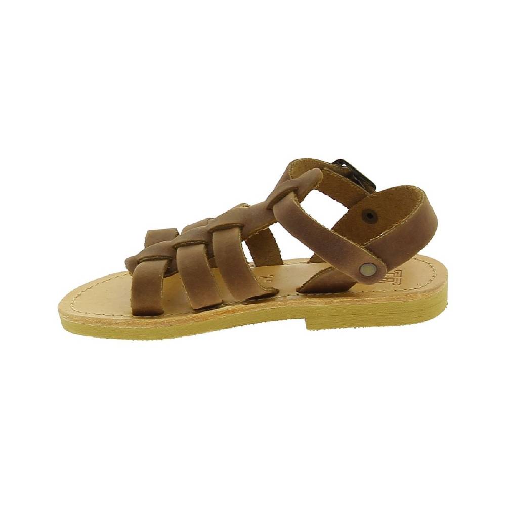 Lartigiano Del Cuoio Sandali gladiatore da bambino in pelle nubuck marrone chiusura con fibbia Pezzi Unici
