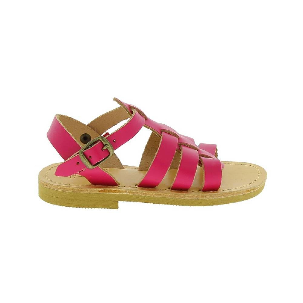 Lartigiano Del Cuoio Sandali gladiatore da bambina in pelle di vitello fucsia chiusura con fibbia Soddisfazione Garantita
