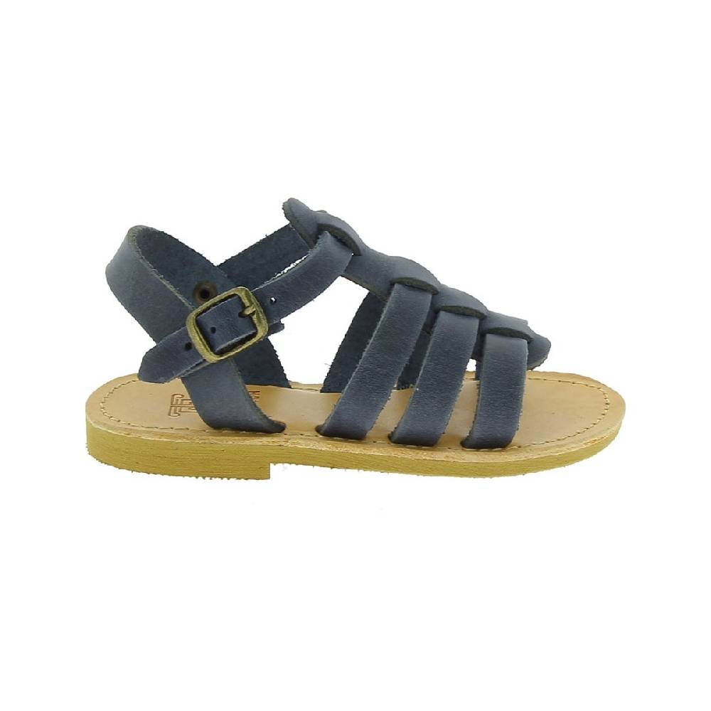 Lartigiano Del Cuoio Sandalo da bambino in morbida pelle nubuck blu chiusura con fibbia Acquista Ora