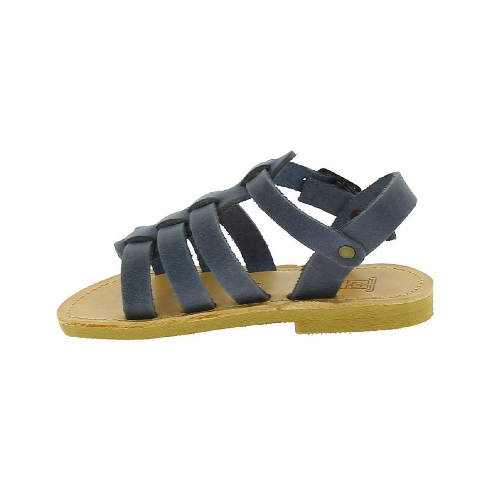 Lartigiano Del Cuoio Sandalo da bambino in morbida pelle nubuck blu chiusura con fibbia Acquista Ora