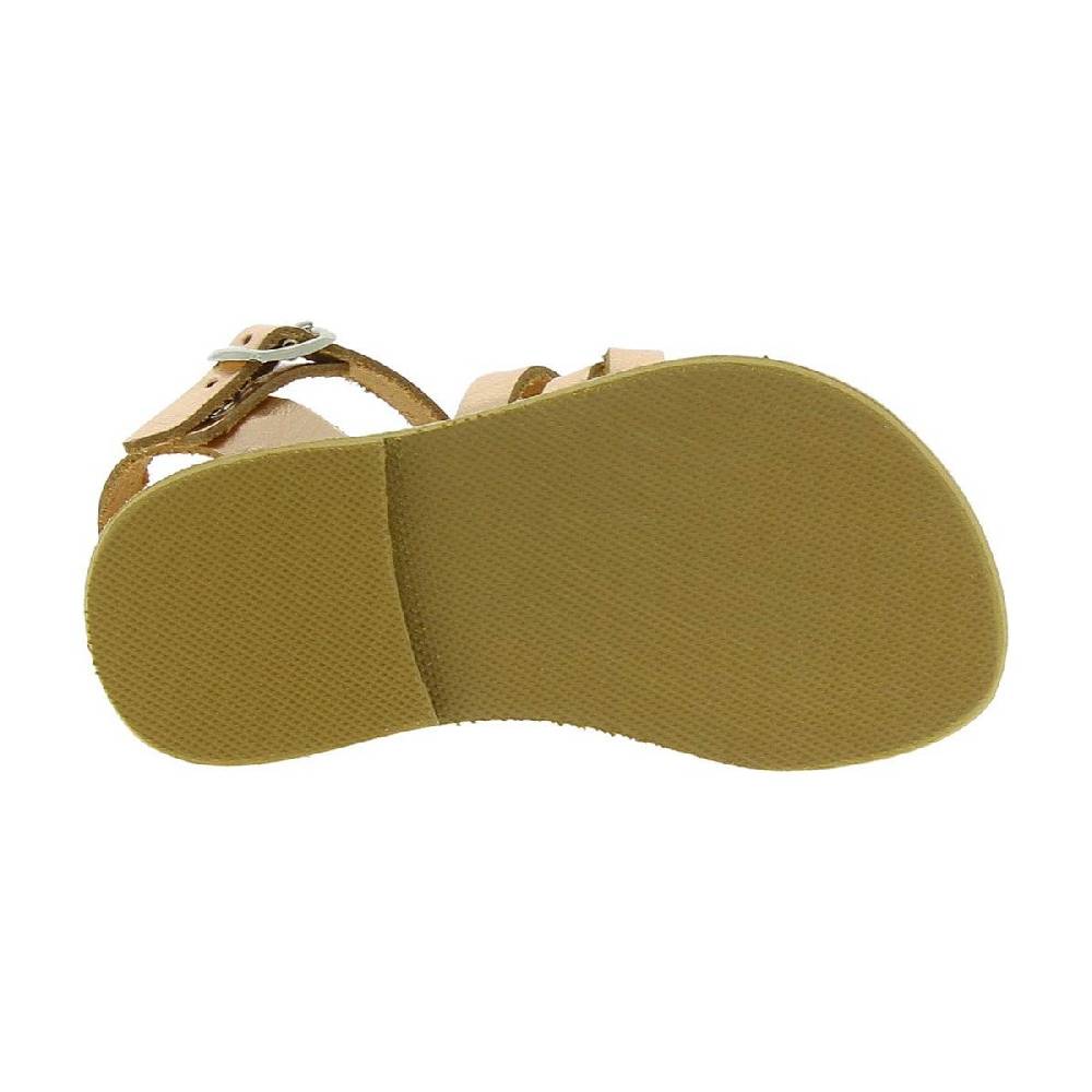 Lartigiano Del Cuoio Sandali intrecciati gladiatore da bambina in pelle di vitello laminata oro rosa chiusura con fibbia Consegna Veloce