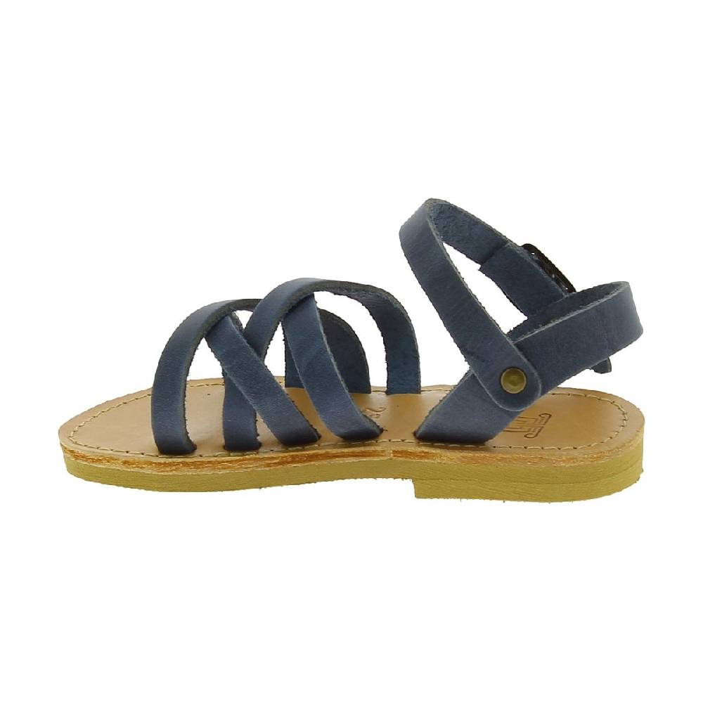 Lartigiano Del Cuoio Sandali intrecciati gladiatore da bambino in pelle nubuck blu chiusura con fibbia Promozione Limitata